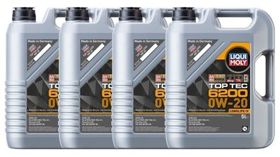 LIQUI MOLY Top Tec 6200 Motoröl 0W-20 4x5-Liter VW 508 00 / 509 00 20781