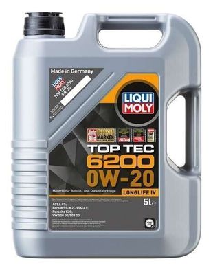 LIQUI MOLY Top Tec 6200 Motoröl 0W-20 5-Liter VW 508 00 / 509 00 20781