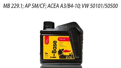 Eni i-Base 15W-40 ACEA A3/ B4-10 API SM/ CF VW 501 01, 505 00 MB-Approval 229.1