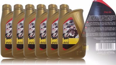 Eni i-ride RACING 10W60 6x1 Liter ersetz Agip Racing 4t 10W60 Piaggio-Gruppe