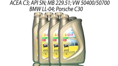 Eni i-sint 5W-30 6x1 Liter , BMW LL04, MB 229.51 Motor?l VW 50400 / 5070