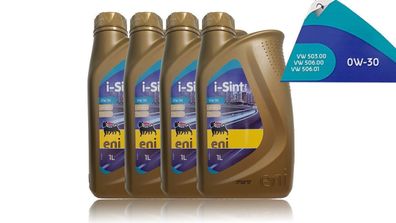 Eni i-sint Tech 0W-30, 4x1 Liter Motoröl VW 50300, 50600/ 50601