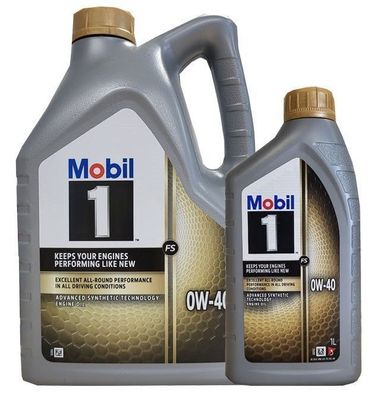 Mobil 1 FS (ersetzt NEW LIFE) 0W-40 Motoröl Mercedes VW Porsche 1x5 + 1x1 Liter