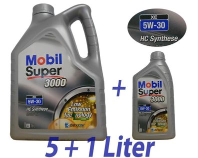 Mobil Super 3000 XE 5W-30 1x 5 Liter + 1x1, MB 229.51, Dexos2