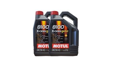 Motul 8100 X-cess 5W-40 2x5 Liter Motoröl MB 229.5, PSA 2296, RN700, VW 502 00