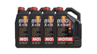 Motul 8100 X-clean 5W40 4 x 5 Liter , Opel GM dexos2, MB 229.51