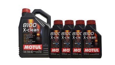 Motul 8100 X-clean 5W40 5 + 4 Liter , Opel GM dexos2, MB 229.51