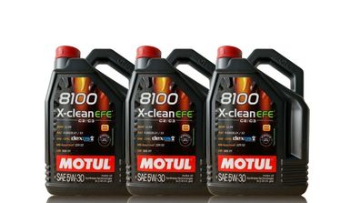 Motul 8100 X-CLEAN EFE C2/ C3 5W30 3x5 Liter, BMW LL04, Dexos2, MB 229.52