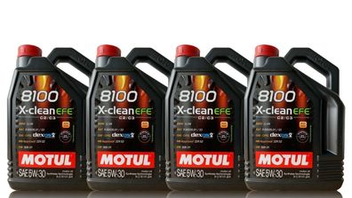 Motul 8100 X-CLEAN EFE C2/ C3 5W30 4x5 Liter, BMW LL04, Dexos2, MB 229.52