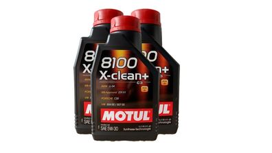 MOTUL 8100 X-CLEAN+ 5W-30 BMW LL04 MB 229.51 VW 50400 VW 50700 3x1 Liter