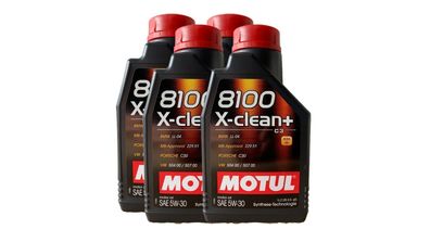 MOTUL 8100 X-CLEAN+ 5W-30 BMW LL04 MB 229.51 VW 50400 VW 50700 4x1 Liter