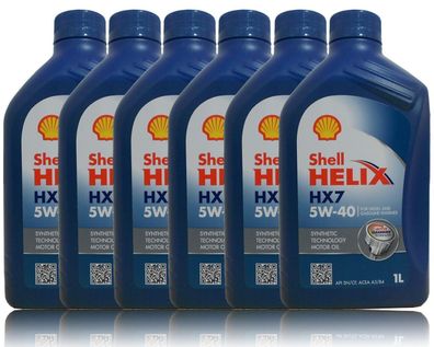 Shell HELIX HX7 5W-40 Motoren?l 5W40 Mercedes VW Renault FIAT 6x1 Liter