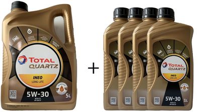 Total Quartz Ineo Longlife 5W 30 Motorenöl 1x5 und 4x1 Liter VW 50400 + 50700