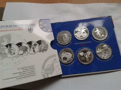 Original 6 x 10 euro 2011 PP Gedenkmünzenset Deutschland Silber im Folder/Blister