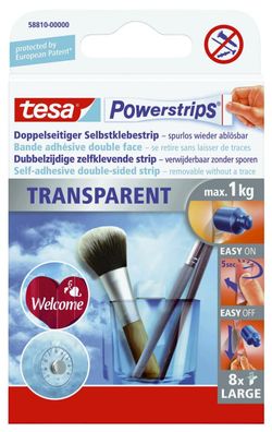 tesa® 58810-00000-00 Powerstrips® Large - ablösbar, Tragfähigkeit 1 kg, transparent