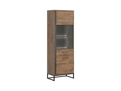 BLACK RED WHITE Vitrinenschrank Luton | Standvitrine | 40 x 67 x 197,5 cm, Braun