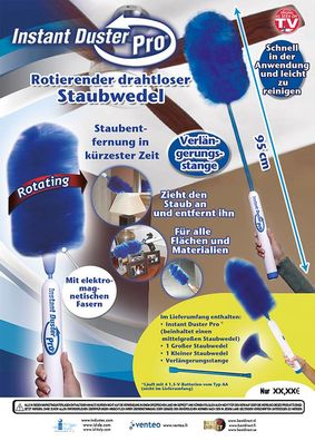 Original Instant Duster Pro - der rotierende, drahtlose Staubwedel