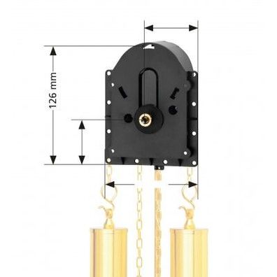 Quarz-Pendeluhrwerk Hermle 2200, ZWL 20mm mit Frontplatte für Gewichtsattrappen