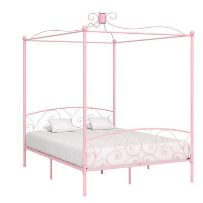 vidaXL Himmelbett Rosa Metall 180x200 cm