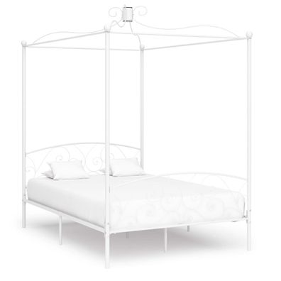 vidaXL Himmelbett-Gestell Weiß Metall 120 x 200 cm
