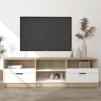 vidaXL TV-Schrank Weiß Sonoma-Eiche 150x33,5x45 cm Holzwerkstoff