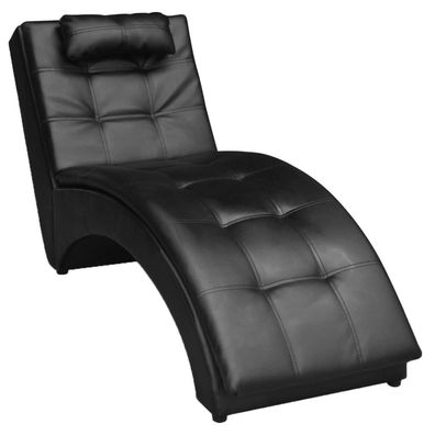 vidaXL Chaiselongue mit Kissen Schwarz Kunstleder