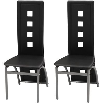 vidaXL Esszimmerstühle 2 Stk. Schwarz Kunstleder