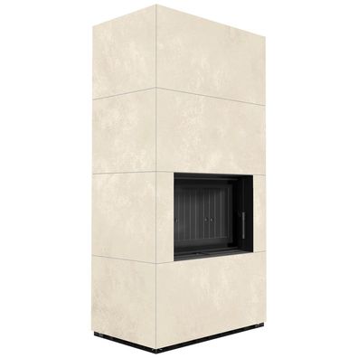 Kaminbausatz KRATKI FLOKI BOX 8 kW Ø 160 Quarzsinter OXIDE BIANCO schwarz Verkleidung