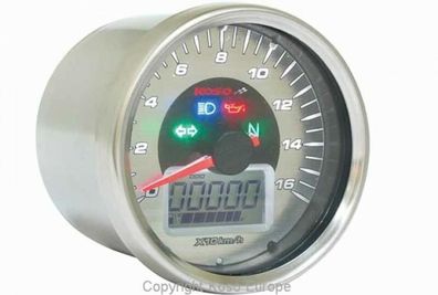 Tachometer Koso D64-S LCD GP Style rund universal verchromt