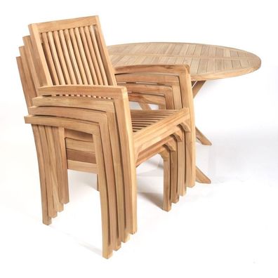 Teak Klapptisch Salerno ? 80 cm + 4 Teakstühle Como