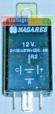 12 Volt, Blinkrelais mit Anhängersteuerung, 2 + 1 / 6 x 21 W, Nagares / MAHLE