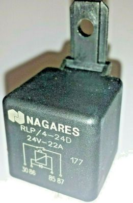 Automobilrelais 24 Volt / 22 Ampere Schließer mit Halter und Diode (NAGARES)