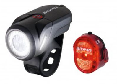 SIGMA SPORT Akku-LED-Leuchtenset "Aura 35 USB / Nu schwarz