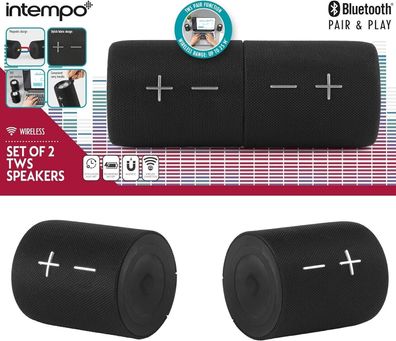 Intempo Bluetooth Lautsprecher Set mit 2 kabellosen Magnet TWS Smart, Box, Mobil