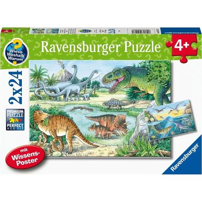 Puzzle 2x24 Teile Saurier und ihre Lebensräume