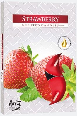 Bispol Aura Duft-Teelichter Strawberry 6er