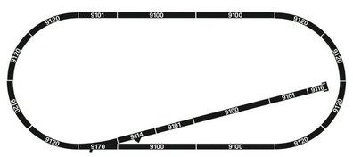 Fleischmann 931896.3 N-Profi-Gleisset mit Schotterbett, 1 Wei Spur N