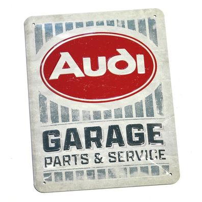 Audi Blechschild Pflaume Oval Logo GARAGE Schriftzug 20x15cm Schild A8-8973