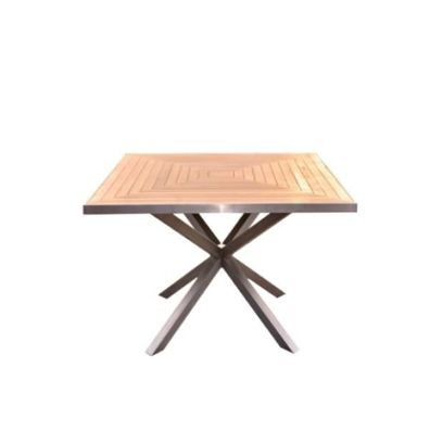 Designer Essgruppe Tisch Andalo + 4 Stühle Lavarone Teakholz Edelstahl - Tischplat