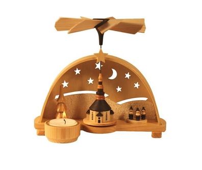 Schwibbogenpyramide mit der Seiffener Kirche HxBxT 18x20x14,5cm NEU Lichterbogen