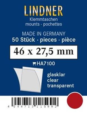 Lindner ha7100 50er Packung Zuschnitte 46 mm x 27,5 mm Unterfolie glasklar