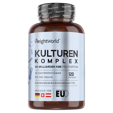 Kulturen Komplex mit 60 Mrd. KBE - 120 vegane Kapseln - 2 Monate Vorrat WeightWorld