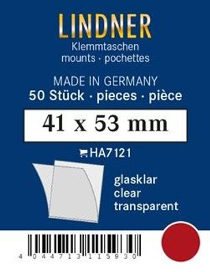 Lindner ha7121 50er Packung Zuschnitte 41 mm x 53 mm Unterfolie glasklar