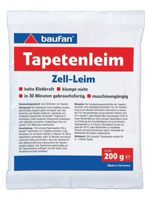 Baufan Tapetenleim 200 g Zell-Leim Tapetenkleister Tapeten-Kleber Rauhfaser Wand