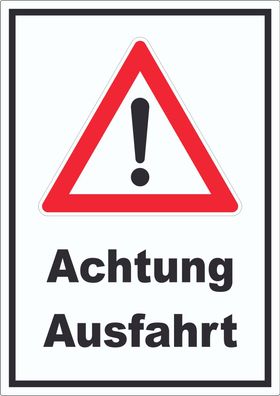 Achtung Ausfahrt Symbol Aufkleber