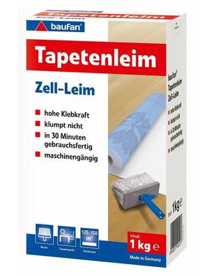 Baufan Tapetenleim 1 kg Zell-Leim Tapetenkleister Tapeten-Kleber Rauhfaser Wand