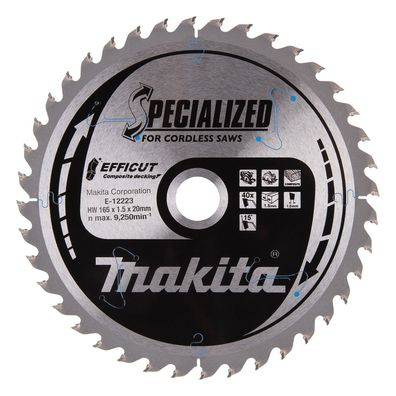 Makita Specialized Sägeblatt Efficut T.C.T • 165 x 20 mm • 40 Z