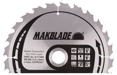 Makita Kreissägeblatt, Makblade 260 x 30 mm, 24 Zähne