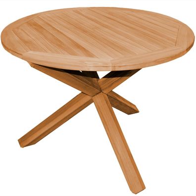 Esstisch Ravenna Teak Massivholz rund 100 cm + 100, Euro