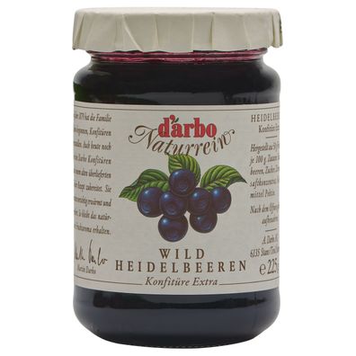 Food-United DARBO Konfitüre Extra für Singles wilde Blaubeeren-Konfitüre 225g